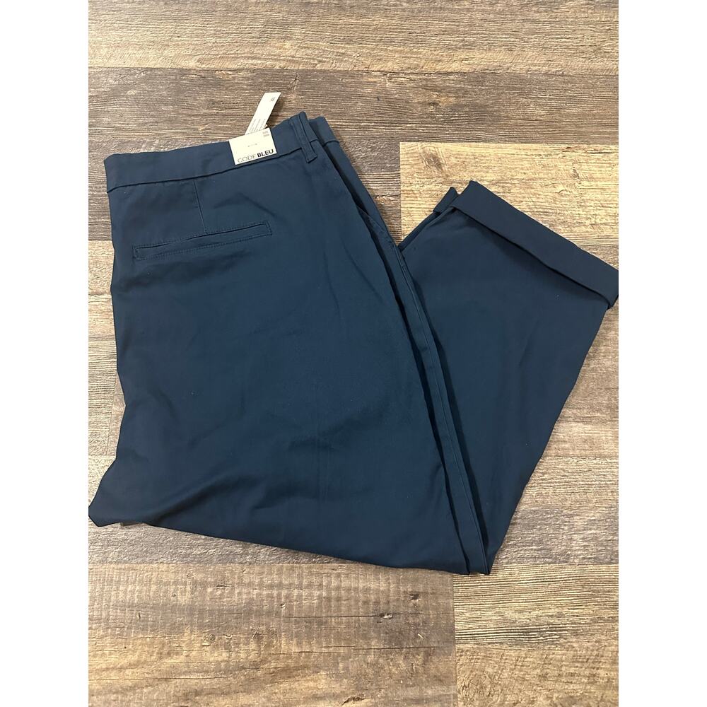 Code Bleu Womans Navy Blue Solid Mid Rise Straight Leg Chino Pants Size 20W NWT - Picture 2 of 3